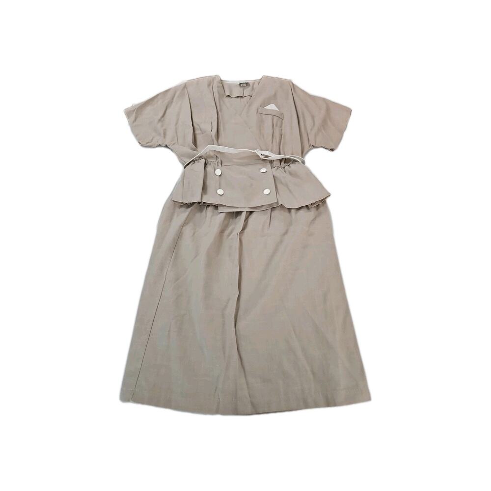 Vintage Zoey T Womens 2 Piece Blouse And Skirt Tan Size 24 1/2 Stretch Skirt